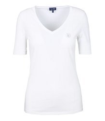 ARMANI JEANS 05H21 Damen Women T-Shirt Weiß White V-Neck Logo