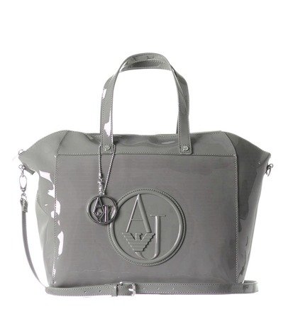 ARMANI JEANS 0522C Damen Women Tasche Bag Borsa Logo Lackiert Grau Grey