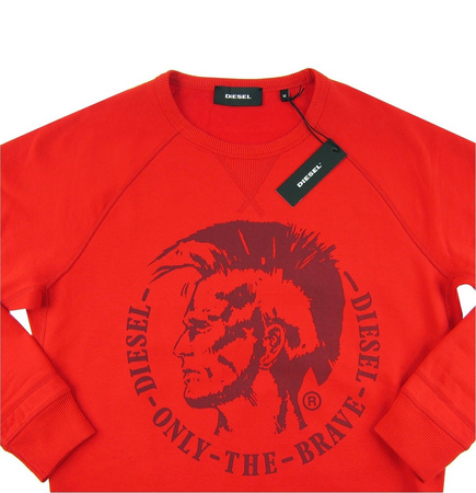 DIESEL S-Orestes Herren Men Pullover Sweatshirt Indianer Kopf Rot Red