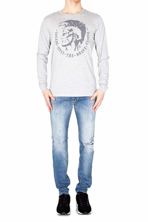 DIESEL T-Diego Herren Men Langarmshirt T-Shirt Longsleeve Grau