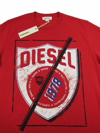 DIESEL T-Shielded Herren Men T-Shirt Kurzarm Rot Red