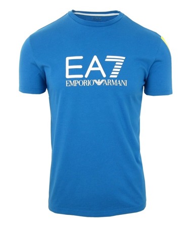 EMPORIO ARMANI EA7 273812 5P237 Herren Men T-Shirt Kurzarm Logo Blau Blue Gelb