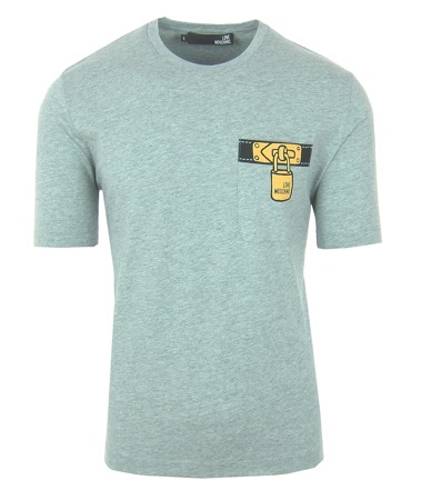 LOVE MOSCHINO Herren Men T-Shirt Kurzarm Logo Grau Grey