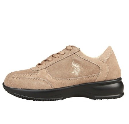 U.S. POLO Assn. Damen Women Sneaker Schuhe Shoes Beige Veloursleder