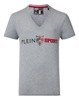 PHILIPP PLEIN Sport ``Hang`` Herren Men T-Shirt Kurzarm V-Neck Grau Grey