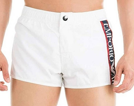 EMPORIO ARMANI Herren Men Badeshorts Badehose Beachwear Weiß Slim Fit