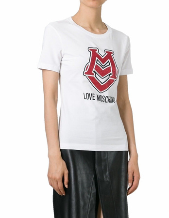 LOVE MOSCHINO Damen Women T-Shirt Kurzarm Weiß White