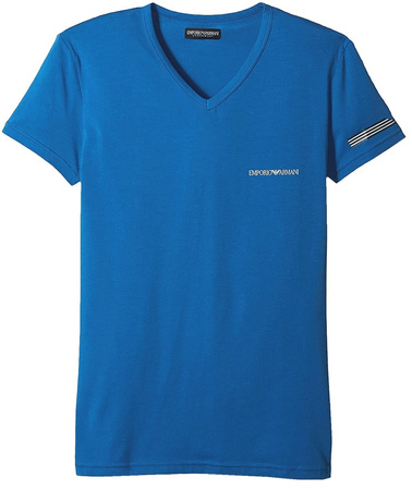 EMPORIO ARMANI Herren Men T-Shirt Kurzarm V-Neck Extra Slim FIGURBETONT Blau