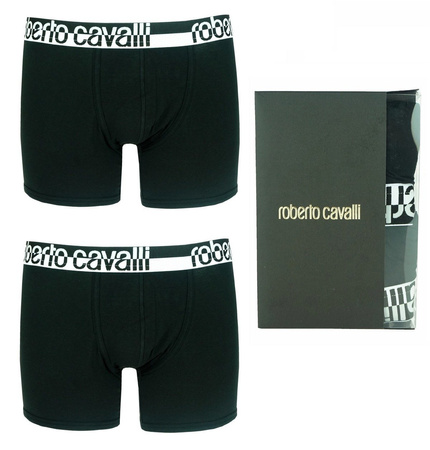 ROBERTO CAVALLI Herren Men Boxershorts 2er-Pack Doppelpack Bi-Pack Schwarz Black