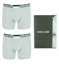 ROBERTO CAVALLI GSK002 Herren Men Boxershorts Doppelpack Bi-Pack Grau Grey