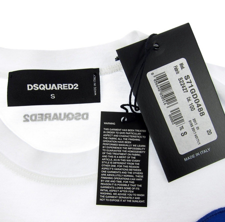 DSQUARED2 Shit Happens Herren Men T-Shirt Kurzarm Weiß White Made in Italy