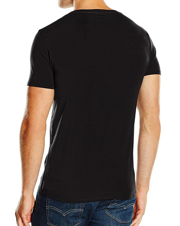 ARMANI JEANS B6H91 Herren Men T-Shirt Kurzarm Logo V-Neck Schwarz Black 