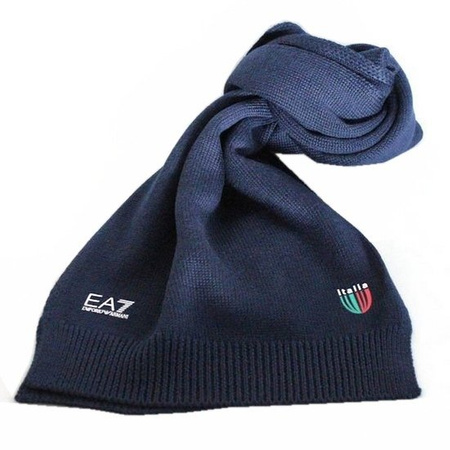 EMPORIO ARMANI EA7 Damen Women Unisex Herren Men Schal Scarf Blau Made in Italy