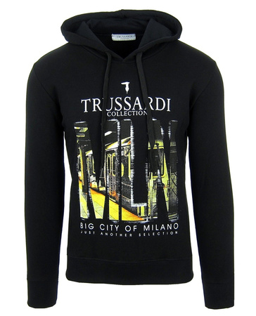 TRUSSARDI Herren Men Kapuzenpullover Hoodie Sweatshirt Schwarz Made in Italy 
