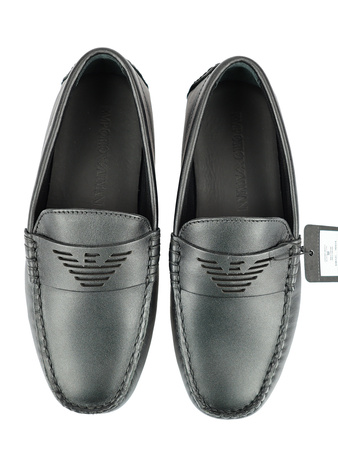 EMPORIO ARMANI Mokassin Herren Men Halbschuhe Shoes Schwarz Black