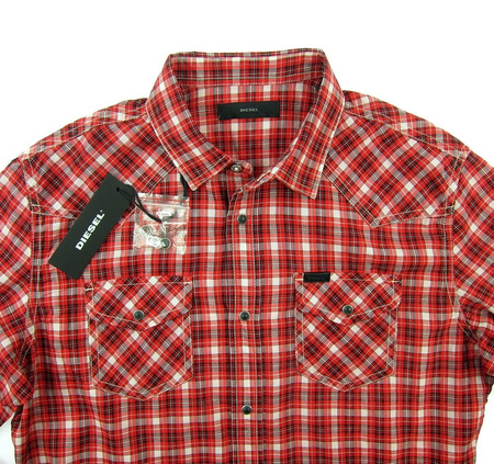 DIESEL Okain 008J8J Herren Men Karohemd Shirt Langarm Longsleeve Rot 