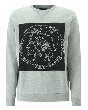 DIESEL S-Samuel Herren Men Pullover Sweatshirt Indianer Kopf Grau Grey