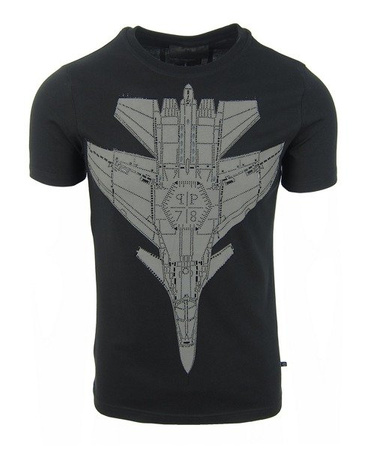 PHILIPP PLEIN "Clever Rock" Herren Men Luxury T-Shirt Schwarz # Air Force Plein