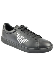 EMPORIO ARMANI  Herren Men Schuhe Shoes Sneaker Logo Leder Schwarz Black