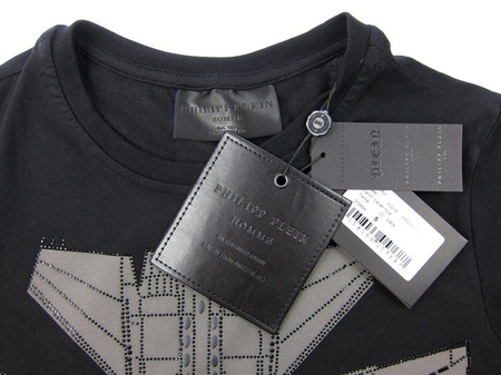 PHILIPP PLEIN "Clever Rock" Herren Men Luxury T-Shirt Schwarz # Air Force Plein
