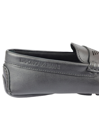EMPORIO ARMANI Mokassin Herren Men Halbschuhe Shoes Schwarz Black