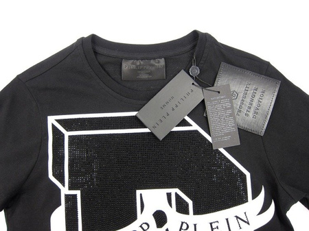 PHILIPP PLEIN "College Plein" Herren Men Luxury T-Shirt # Air Force Plein Black