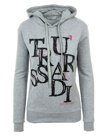 TRUSSARDI Collection Damen Women Kapuzenpullover Hoodie Made in Italy Grau Grey