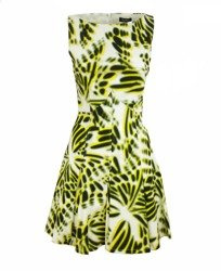 BYBLOS D2BLB425 Damen Women Kleid Dress Kurz Tailliert Weiß Gelb White Yellow