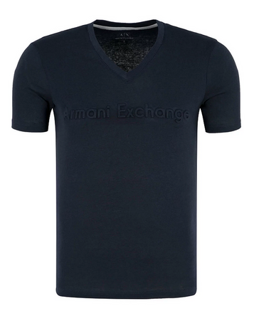 ARMANI EXCHANGE Herren Men Kurzarm T-Shirt V-Neck Slim Fit Dunkelblau Navy