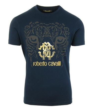 ROBERTO CAVALLI FST616JD061 Herren Men T-Shirt Kurzarm Dunkelblau Navy