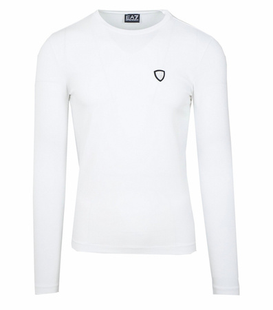 EMPORIO ARMANI EA7 Herren Men Langarmshirt T-Shirt Longsleeve Weiß White