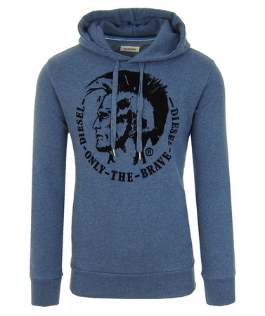 DIESEL Scentyn-S Herren Men Kapuzenpullover Hoodie Sweatshirt Blau Blue Brushed