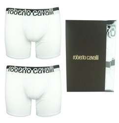 ROBERTO CAVALLI GSK002 Herren Men Boxershorts Doppelpack Bi-Pack Weiß White