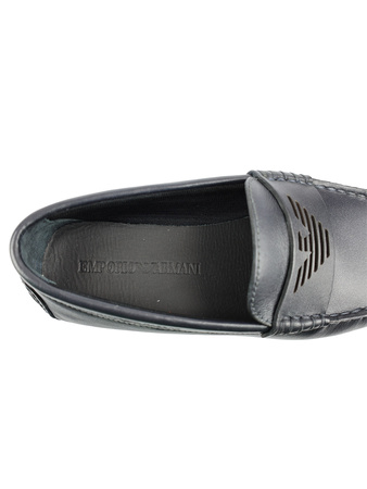 Emporio Armani Herren Men Mokassin Halbschuhe Shoes Dunkelblau Navy