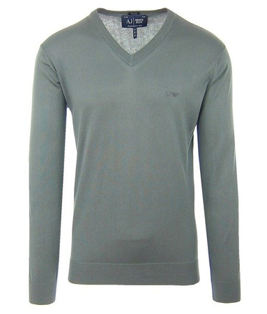 ARMANI JEANS 06W28 Herren Men Uomo Sweat Pullover Strick V-Neck Grey Grau Logo