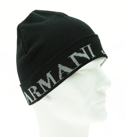 ARMANI JEANS Herren Men Mütze Haube Beanie Hat Schwarz Black Made In Italy