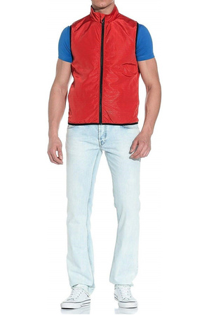 LOVE MOSCHINO Herren Men Wende Weste Gilet Vest Rot Dunkelblau Slim Fit