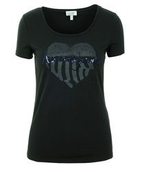 ARMANI JEANS 75H44 Damen Women T-Shirt Rundhals Schwarz Black