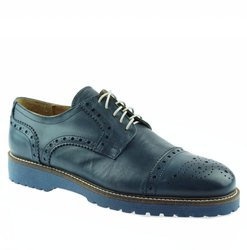 TRUSSARDI Collection Herren Men Halbschuhe Oxford Leder Dunkelblau Made in Italy