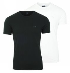 ARMANI JEANS 2er Pack Herren Men T-Shirt Kurzarm Logo Schwarz Weiß Rundhals 21BB