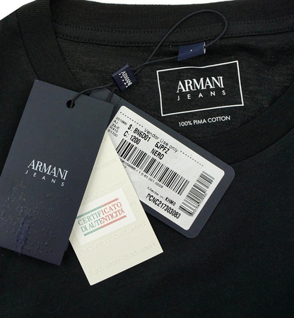 ARMANI JEANS AJ Herren Men T-Shirt Kurzarm Logo Schwarz Black