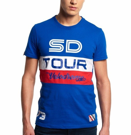 SUPERDRY M10MX036 Herren Men T-Shirt Mazarine Blue Velodrome Tour Blau Logo