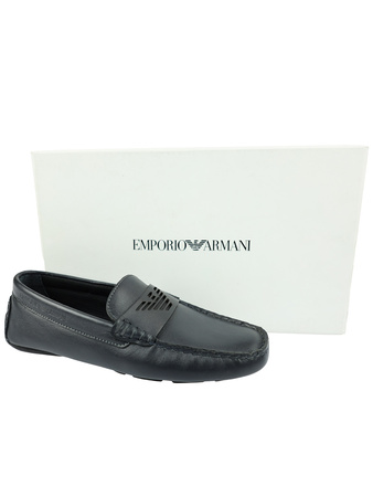 Emporio Armani Herren Men Mokassin Halbschuhe Shoes Dunkelblau Navy