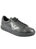 EMPORIO ARMANI  Herren Men Schuhe Shoes Sneaker Logo Leder Schwarz Black