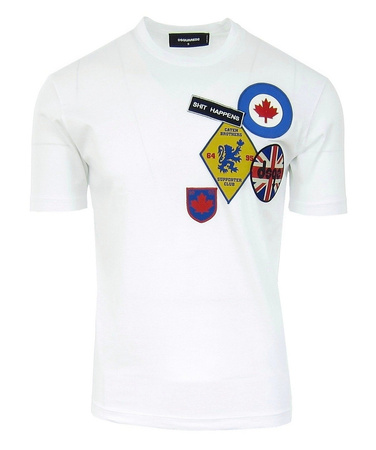 DSQUARED2 Shit Happens Herren Men T-Shirt Kurzarm Weiß White Made in Italy