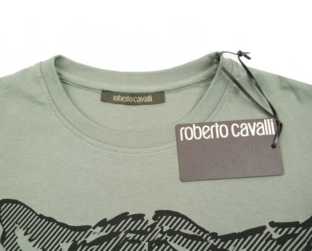 ROBERTO CAVALLI FST612JD061 Herren Men T-Shirt  Kurzarm Grüntöne