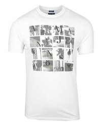 ARMANI JEANS 7V6T1C Herren Men Kurzarm T-Shirt Rundhals Weiß White Logo