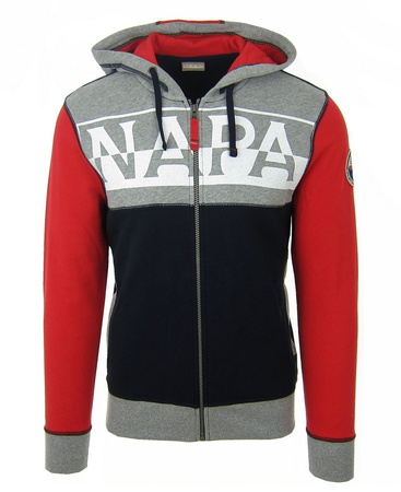 NAPAPIJRI Smu Bufrin Herren Men Kapuzenpullover Hoodie Sweatshirt Dunkelblau Rot