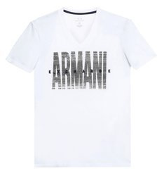 ARMANI EXCHANGE Herren Men Kurzarm T-Shirt V-Neck Slim Weiß