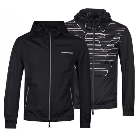 EMPORIO ARMANI Herren Men Wende Jacke Jacket Regen Rain Kapuze Schwarz Black